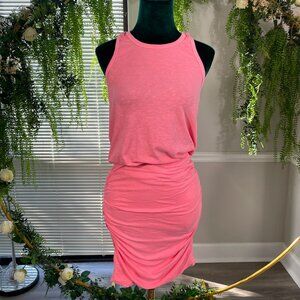 Anthropologie by Sundry Ruched Tank Dress  Racerback pink cotton